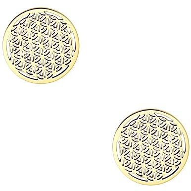 Happiness Boutique Damen Blume des Lebens Ohrstecker Lebensblume Runde Ohrringe Vergoldet Edelstahlschmuck in Gold - Rosegold, Silber