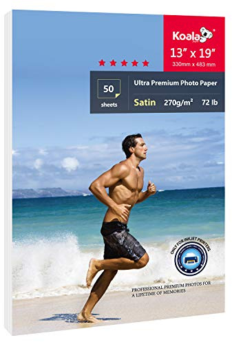Koala Ultra Premium Fotopapier, Satin, 33 x 48 cm, schwer, 32,7 kg, für Tintenstrahldrucker, 50 Blatt