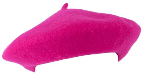 ZAKIRA Einfarbige Baskenmütze aus Wolle für Damen und Herren (Fuchsia)