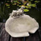 Frogs on Lily Statue | Reconstituted Stone Bird Bath Feeder Outdoor Pond Concrete Garden Ornament