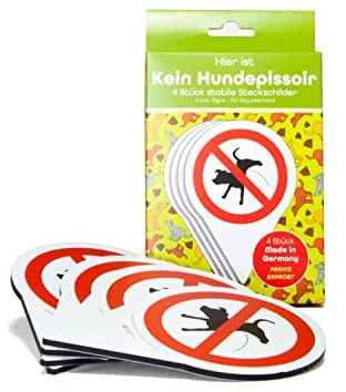 AllesKlaro® - 4 Stk. Set - hochwertige Steckschilder - Verbot Hier kein Hunde Pinkeln - 150 x 110 mm - stabile 4 mm Alu Verbundplatte