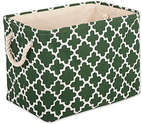 DII Polyester Container with Handles, Lattice Storage Bin, Large, Hunter Green