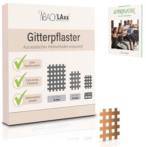 BACKLAxx ® cicatrizantes 180 piezas de primera calidad – Apositos adhesivos en tamaño tipo a – eBook gratuito con 60 ejemplos – Parches acupuntura – Parches para el dolor – Crosstape