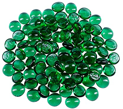 Galashield Glasmurmeln Grün flach für Vasen Glas Edelsteine Perlen Kieselsteine Vasenfüller (0,5 kg, ca. 100 Stück)