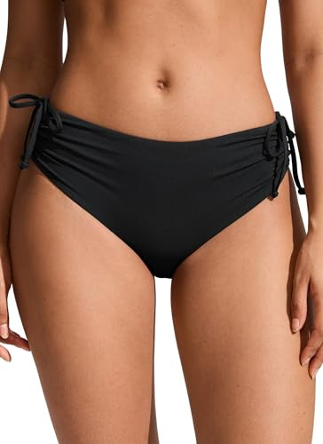 CRZ YOGA Mid Waisted Ruched Badehose | Mittelhoher Beinausschnitt, Mittlere Gesäßabdeckung, Adjustable Side Tie, Swim, Bikini Bottoms für Damen
