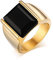 BCughia Hochzeitsringe, Ringe für Herren Gold Rostfreier Stahl Ringdesign Aus Schwarzem Onyx Geburtstag Ringe Herren Größe 54(17.2)