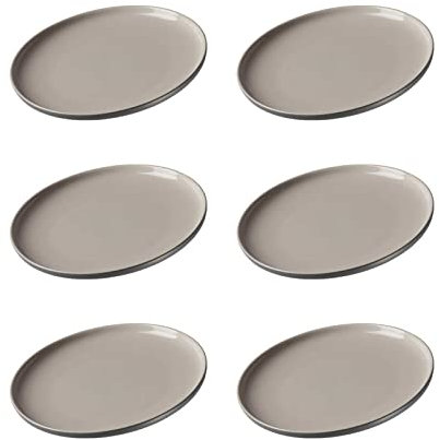 Ritzenhoff & Breker Frühstücksteller Jasper, 6er Set, Grau, ø 19 cm, Dessertteller aus Steinzeug, Mattglasur & Soft-Touch-Haptik