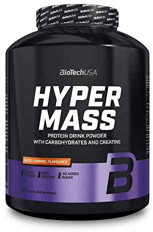 BioTechUSA Hyper Mass | Prise de masse avec mélange de glucides et de protéines | Créatine micronisée | Sans gluten, 2.27 kg, Caramel salé