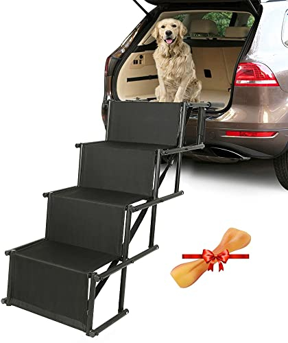 Hundetreppe - 4 Stufen Hundetreppe Auto Faltbare Hunderampe für Auto, Sofa oder Bett, rutschfest, Belastbar bis 75 kg
