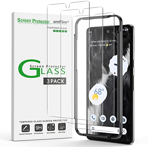amFilm Protector de Pantalla para Google Pixel 7 (3 Piezas), Vidrio Templado 0.26 mm de Grosor HD Clear, Anti-Scratch Bubbles-Free