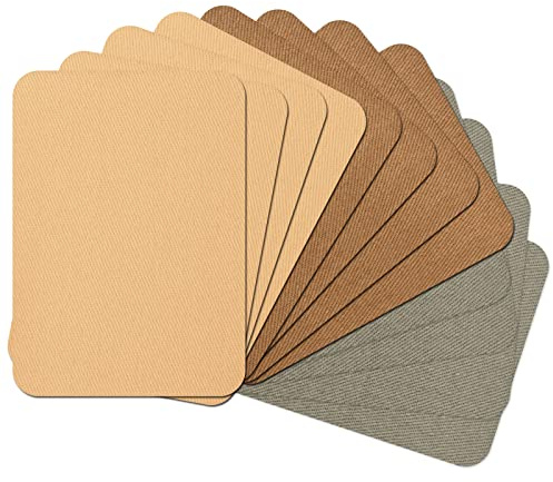 Guokuai 12PCS Premium Quality Fabric Repair Patches Iron-on Patches for Clothing Inside & Outside Strongest Glue Cotton 3 by 4-1/4 (7.5 cm x 10.5 cm)… (Light Yellow Khaki Camel)
