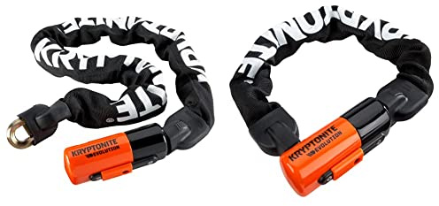 Kryptonite Unisex's Evolution Chain Lock, Black/Orange, 10mm x 90cm & Unisex's Evolution Chain Lock, Black/Orange, 10mm x 55cm