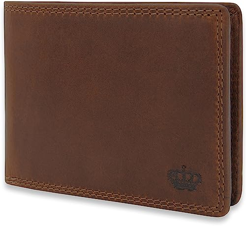 Baur Herren Geldbörse Echtes Leder | Geldbeutel mit RFID Schutz | Portemonnaie Querformat | Geldtasche mit Münzfach und und Kartenfächer | Wallet (Querformat Groß, Dunkel Braun)