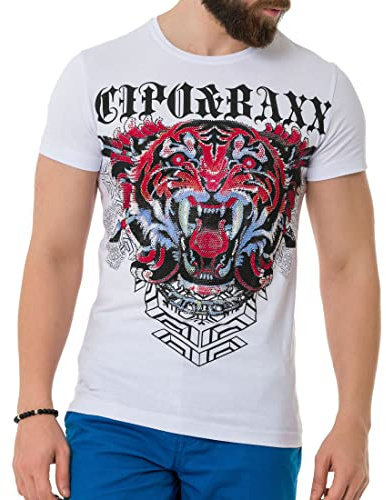 Cipo & Baxx Herren Prägedruck Print T-Shirt Kurzarm CT737