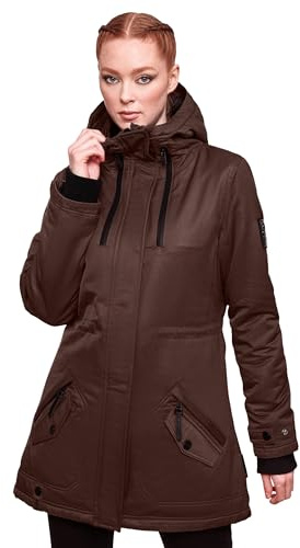 Navahoo Damen Winter Jacke Parka Mantel Winterjacke warm gefüttert Kapuze B834 [B834-Avril-Dunkel-Schoko-Gr.XS]