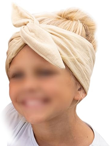 Papierdrachen Musselin Haarband für Kinder zum Selbstbinden - Knotenband - Stirnband - Haar Accessoires - Herbst und Sommer - beige - für Kinder