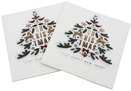 Lurrose 40pezzi Serviette Natalizie Stampate Con Albero Di Natale Carta Assorbente Per Feste e Occasioni Speciali