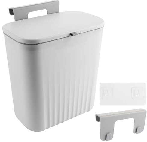 VIDETOL Hanging Kitchen Bin with Sliding Lid, 9L Wall Mounted Cupboard Bin for Cabinet Door, Under Kitchen Counter Bins for Kitchen Cabinet Bedroom Bathroom Office, Green, 24.5x20x15cm