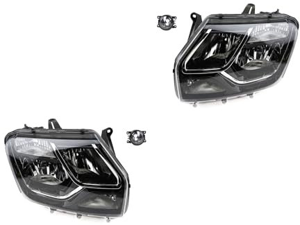 Johns, Scheinwerfer Satz Halogen passend für Dacia Duster f. mech. LWR TFL + Nebelsche.