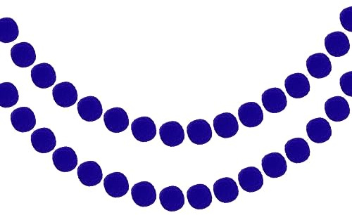 QUARKZMAN 2Stk Filz Kugel Girlande Blau Pom Pom Girlanden 7.55Ft 20 Kugeln | Handkugeln Lang Party Banner Dekor für Weihnachten Geburtstag Party Dekoration