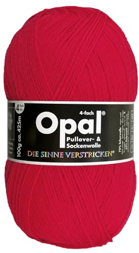 Frida's Wollhaus Opal 100 g Uni 4-fach Sockengarn Strümpfe Stricken filzfrei Wolle 35 Farben (5180 | Rot)
