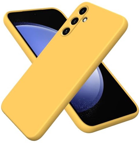 Coque Compatible Samsung Galaxy A55 5G, Silicone Liquide Cas Gel Antichoc Caoutchouc de Anti, Housse Doublure Douce en Tissu Microfibre, Étui pour Samsung Galaxy A55 5G (Jaune)