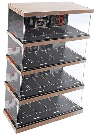 Folpus 1/64 Scenery Diorama Parkplatz Garage Vitrine, Druckguss-Auto-Vitrine für Geschenke, 4 Schichten