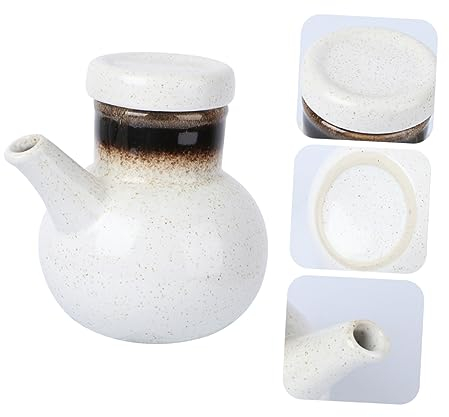 Zerodeko Küche 1stk Essigtopf Aus Keramik Flüssig Sojaflasche Ölflasche Aus Keramik Dekanter Für Olivenöl Porzellandose Mit Deckel Ölstopptopf Sojasauce Vorratsflasche Klein Weiß
