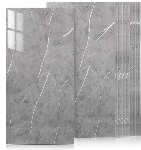 Angoily 10 Pièces Stickers Muraux, Credence Adhesive pour Cuisine Salle de Bain, Faux Carrelage, DIY Auto-Adhésif Autocollants Imperméable Stickers pour le Bureau à la Maison de Salon (60X30 cm)