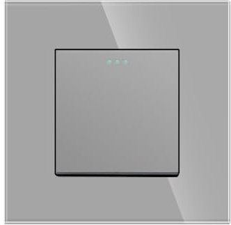 JIMEIDA Interruttore della luce 1 banda 2 vie interruttore a pulsante moderno cristallo grigio pannello da parete con punti fosforo, 10 A, 250 V