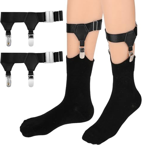 Mozeat Lens 1 Paar Socken Strumpfbänder Herren Socken Hosenträger Einstellbar Sockenhalter Schwarz Strumpf Garter Verstellbare Strumpfhalter Clips Rutschfeste Sockenriemen