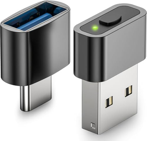WodrEU Mouse Jiggler, Undetectable Mouse Mover Device Has Two Swing Modes Jiggle and Multi-Track,Keeps for Computer/Laptop Awake, Driver-Free, Plug-Play with USB-C Adapter