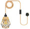 Hemp Rope Plug in Pendant Light Cord Kit, 510 CM Cable E27 Lamp Holder with Switch, Include Metal Cage Lampshade, Plug in Ceiling Light, Rope Light Fitting, Industrial Vintage Hanging Light, No Bulb
