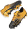 Mufanton Zapatos de Fútbol Niño Spike Aire Libre niños Calzado de Fútbol Profesionales Atletismo Entrenamiento Botas de Fútbol Adolescentes,Negro Dorado,EU38