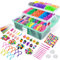 ROSHUKG 14500 Rubber Bands Bracelet Kit, Colorful Loom Bands Making Kit with 3 Layer Container for Girls Boys(Green)
