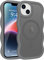 Pepmune Magnetic for iPhone 14 Plus/15 Plus Case [Compatible with Magsafe] Translucent Matte Cute Curly Wave Frame Phone Case,Soft TPU Bumper Slim Fit Shockproof Protective Cover for Men Women-Grey