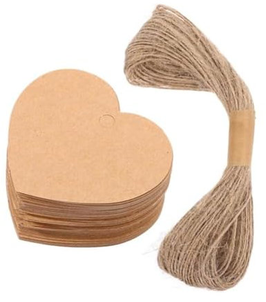KGDUYC 100 Stück Herz Kraftpapieranhänger,Geschenkanhänger, Hochzeit Herzanhänger mit Schnur, Geschenkanhänger, Party Geburtstag Valentinstag Weihnachten Kraftpapieranhänger