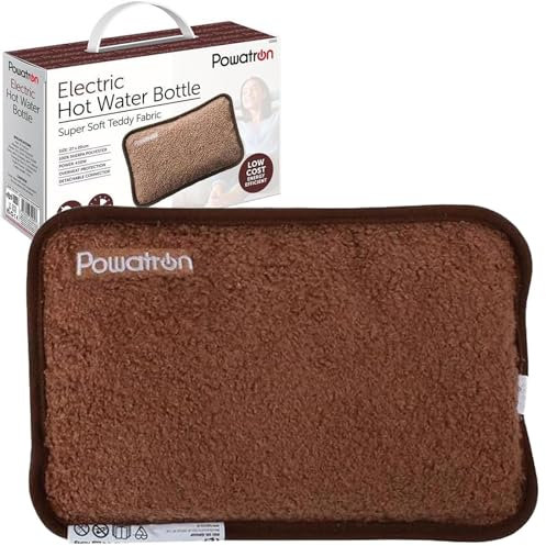 Buystarget Rechargeable Hot Water Bottle Super Soft Teddy Fabric Electric Bed Hand Warmer Massaging Therapy Heat Pad Cozy Overheat Protection Low Cost Energy Efficient Detachable Connector (Brown)