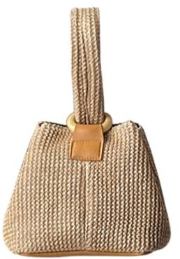 Bolsa de Paja Tote Bolso Tejido De Paja De Mano For Mujer, Bolso De Cadena Personalizado De Verano, Bolso Tejido De Hombro A La Moda Bolsa de Paja Tous(A)