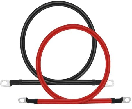 MACHSWON Cable de batería de 2 AWG de 2 pies, cables inversores de cobre puro con lengüetas de cobre estañado de 5/16 pulgadas, cables positivos y negativos para automoción, RV, marina, solar,