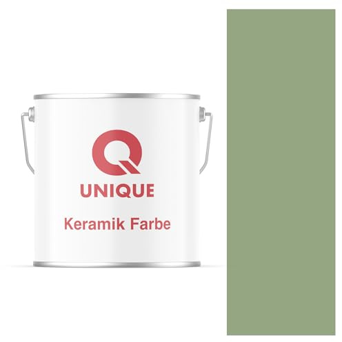 Q UNIQUE Keramikfarbe 5L - Hochdeckende Wand- und Deckenfarbe | Tiefmatte Innenfarbe | Langlebige Qualität Dunkel olivgrün Scheuerfest Abwaschbar | Ideal für Küche, Bad, Wohnzimmer und Flur