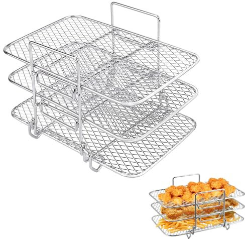 Changyeah Grille de cuisson et de fumage - Brochettes en acier inoxydable 304 - Pour friteuse à air chaud, friteuse à air chaud - Armature avec brochettes