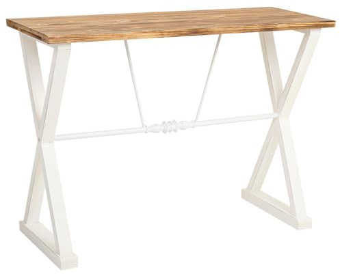 WANDERLUST DECO Console en Bois et métal laqué Blanc 106x40x76,5h cm