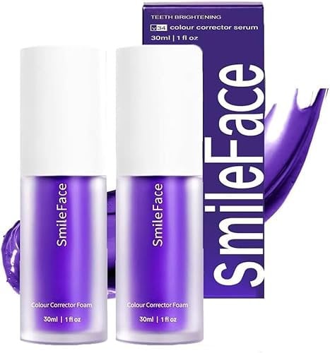 2PCS Dentifricio Viola Sbiancante,V34 Dentifricio Viola,Dentifricio Sbiancante,Dentifricio Correttore di Colore,Correttore Colore Denti,Sbiancante denti dentifricio viola lo sbiancamento denti
