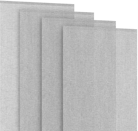 4-Panel Replacement Fabric, Light Filtering - Grey | for Sliding Panel Track Blinds, 23W x 96L – Trimmable Fabric Only – Pre-Attached Hook & Loop Fasteners
