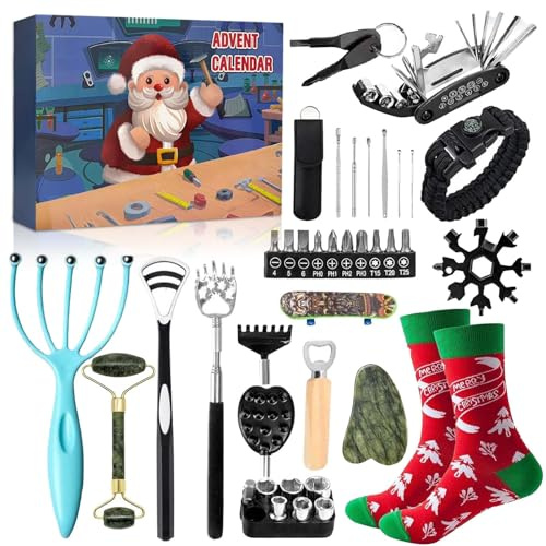Adventskalender Werkzeuge Teenager jungs Männer Adventskalender 2025 männer weihnachtskalender 24 Stück nützliche outdoor Gadgetskalender, Überraschungsgeschenk für ihn
