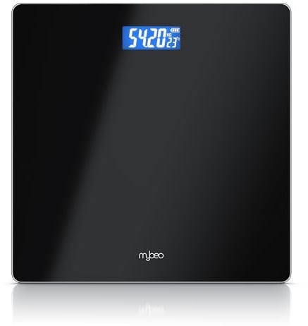 CSL - Digitale Personenwaage - Körperwaage aus Glas – 1 bis 180 kg – große Anzeige - LCD Display - kg und lb – DMS Sensoren – 6 mm Sicherheitsglas – automatisches Einschalten - Schwarz