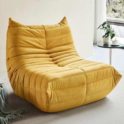 Fucxeoy Hörnbönsäckar, stolar för brandkista, bekväm lat golvsoffa, ergonomisk design lounge singel, armlös accentstol för vardagsrum sovrum sovsal salong kontor (gul)