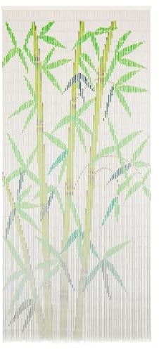 Teenpull Rideau de porte en bambou 90 x 200 cm avec 90 brins de bambou, moustiquaire naturelle, pour porte de balcon, terrasse, salon, réglable, silencieux