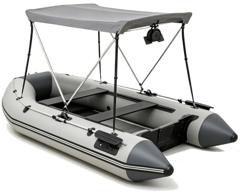 Toldo Bimini para Barco, Capota Barco con Bolsa de Almacenamiento, Ideal para Botes Inflables, Canoas y Lanchas Deportivas(Gray)